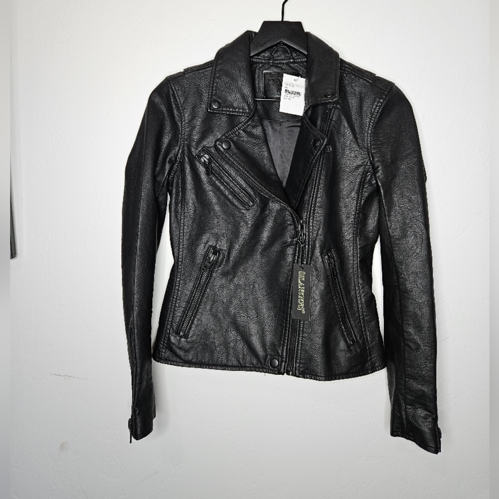 BLANKNYC Faux Leather Moto Jacket in Onyx Size XS NWT